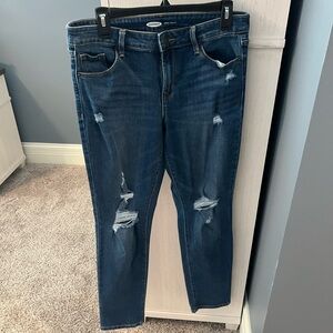 Old Navy Dark Blue Distressed Skinny Jeans
